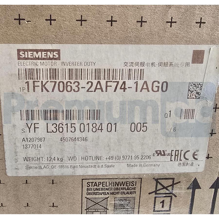 Used Siemens 1FK7063-2AF74-1AG0 SIMOTICS S Servo Motor 2.3kW 3000RPM 7.3Nm IP64 NSMP
