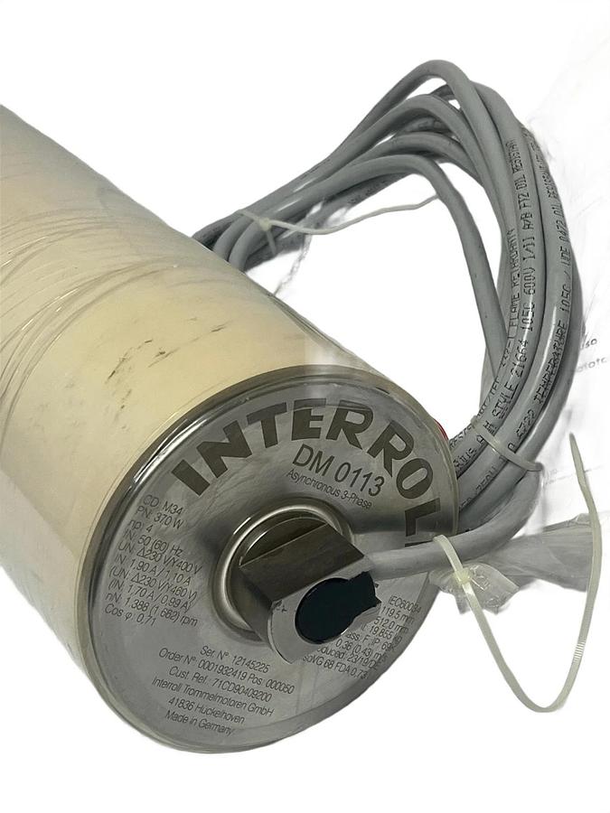 Interroll DM 0113 Drum Motor 370W 460V 3PH IP69K PU Lagged Shell 113.5mm x 300mm