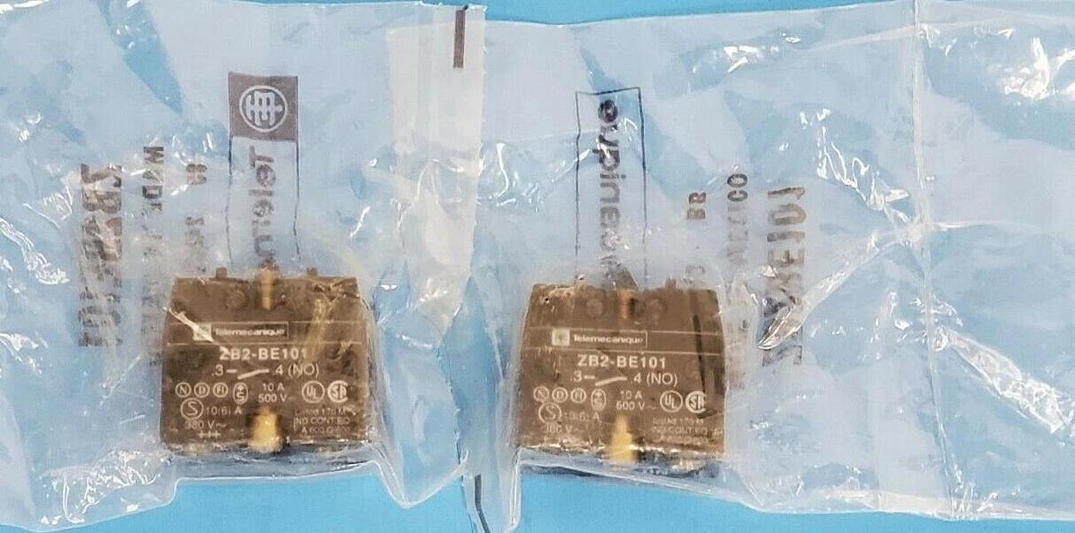 Used LOT OF 2 NEW TELEMECANIQUE ZB2-BE101 CONTACT BLOCKS, ZB2BE101