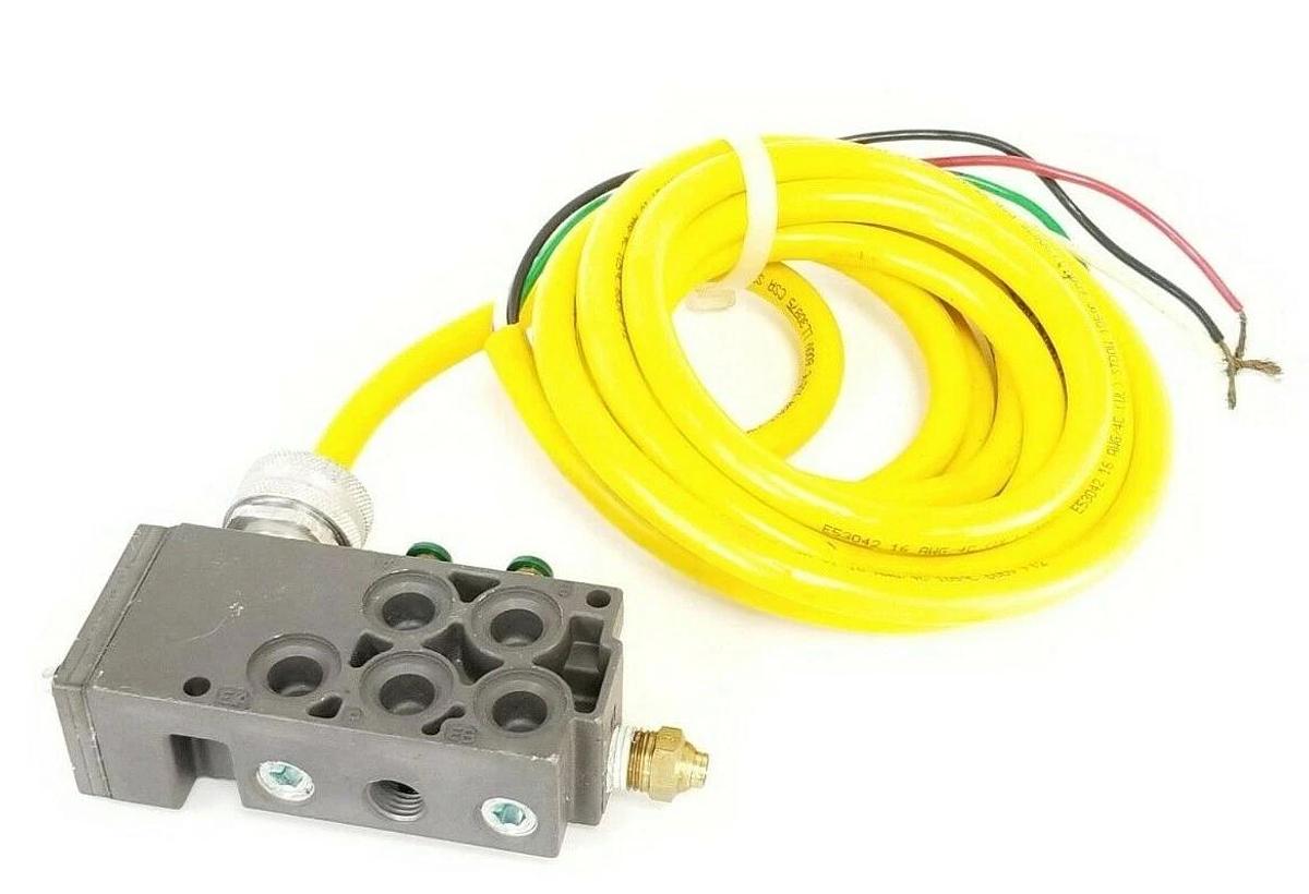 Used NUMATICS VALVE MANIFOLD BLOCK W/ WOODHEAD E53042 CABLE