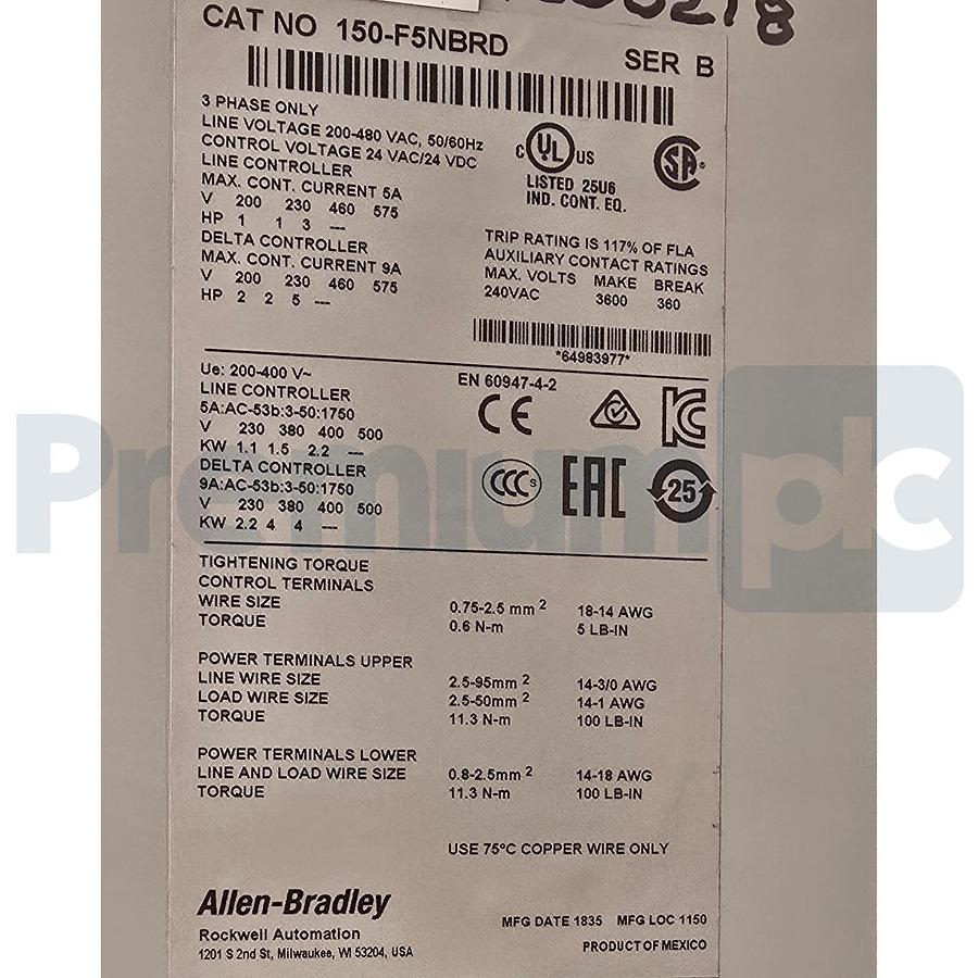 Allen-Bradley 150-F5NBRD /B SMC-Flex Smart Motor Controller 5A Soft Starter NSMP