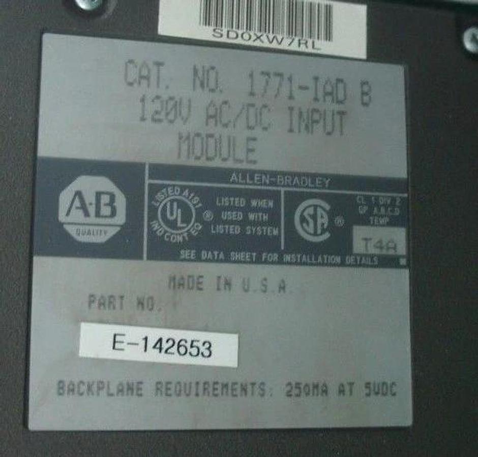 Refurbished REPAIRED ALLEN BRADLEY 1771-A4B 16 SLOT I/O CHASSIS W/ 1771-IAD MODULE 1771A4B