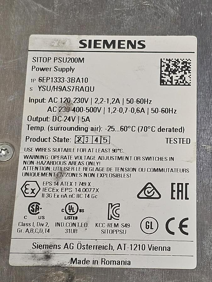 Used SIEMENS 6EP1333-3BA10 STABILIZED POWER SUPPLY SITOP PSU200M 6EP13333BA10