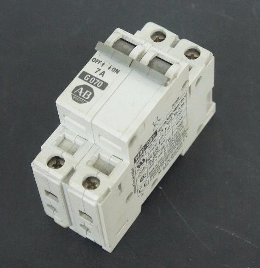 Used ALLEN BRADLEY 1492-CB2G070 CIRCUIT BREAKER 7 AMP, SER B, 1492CB2G070