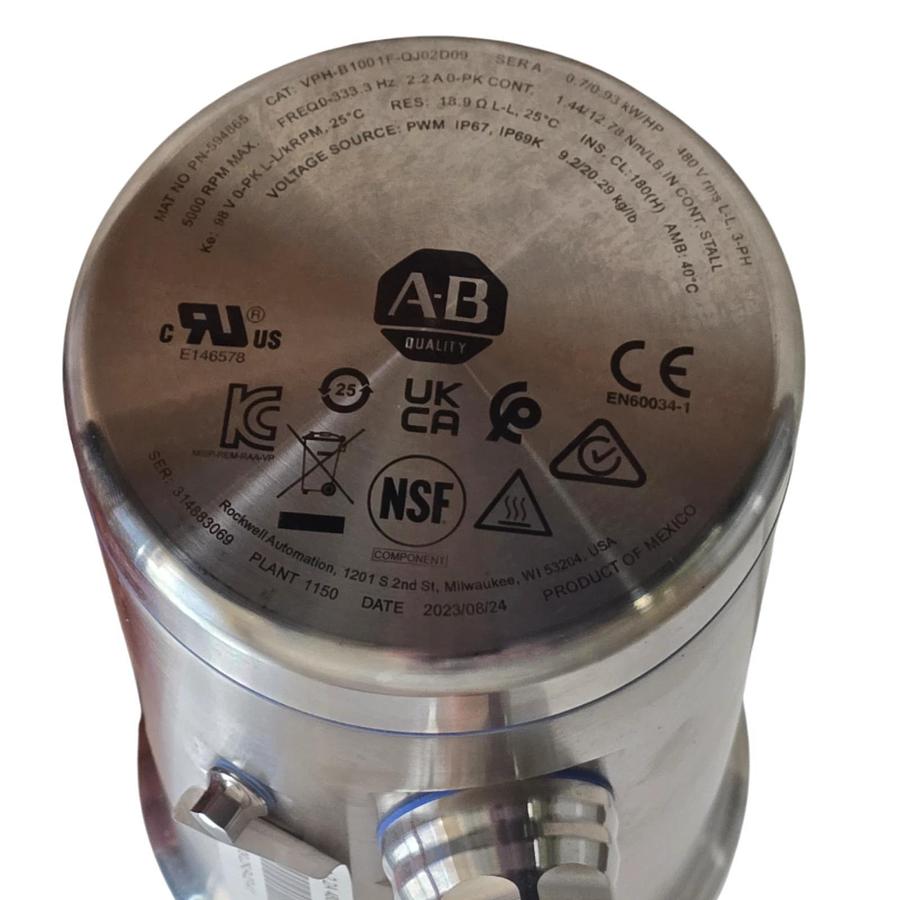 ALLEN BRADLEY VPH-B1001F-QJ02D09 /A Kinetix VPH HYGIENIC SERVO MOTOR 480VAC NSNP