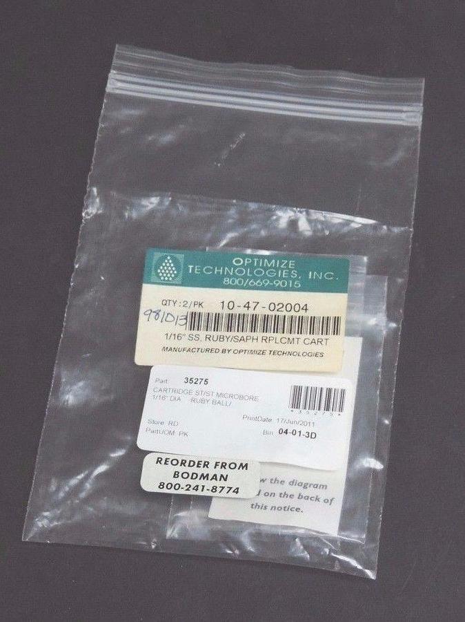 Used NIB OPTIMIZE TECHNOLOGIES 10-47-02004 1/16" RUBY SAPPHIRE CART. 104702004 (2PK)