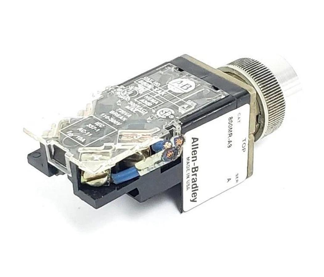 Used ALLEN BRADLEY 800MR-A9 PUSHBUTTON 800MRA9 YELLOW SER. A W/ 800M-XAK SER. A