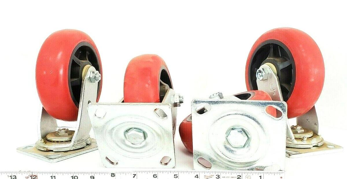 Used LOT OF 4 NEW COLSON / GENERIC 4-6109-921 SWIVEL CASTORS 6X2 6'' FAULTLESS