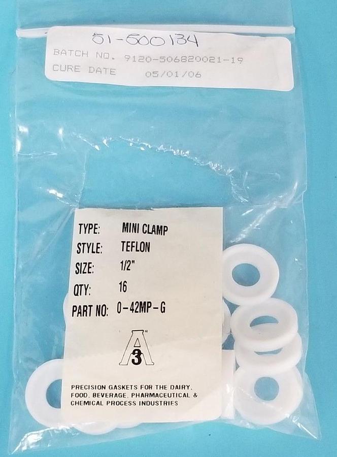 Used LOT OF 16 NEW A3 0-42MP-G MINI CLAMP TEFLON PRECISION GASKETS 1/2''