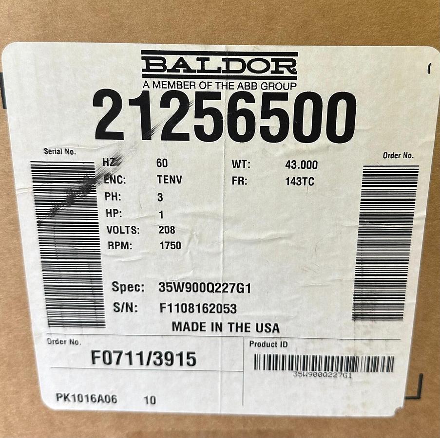 Used NEW BALDOR RELIANCE ELECTRIC 21256500 ELECTRIC Super-E MOTOR 1HP 35W900Q227G1