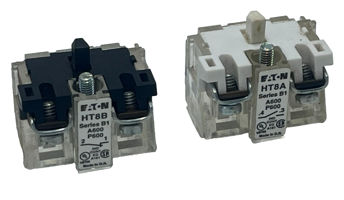 Used Eaton HT800 Series Contact Block Set - (1) HT8A NO & (1) HT8B NC - 30mm NEMA
