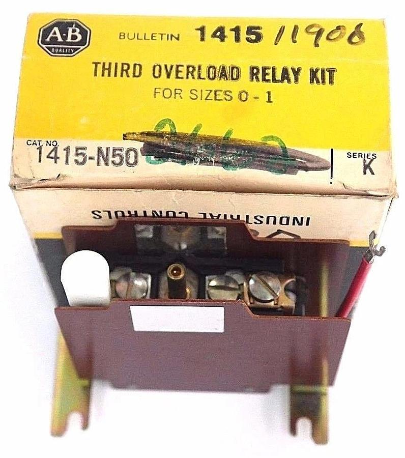 Used NIB ALLEN BRADLEY 1415-N50 SERIES. K THIRD OVERLOAD RELAY KIT FOR SIZES 0-1