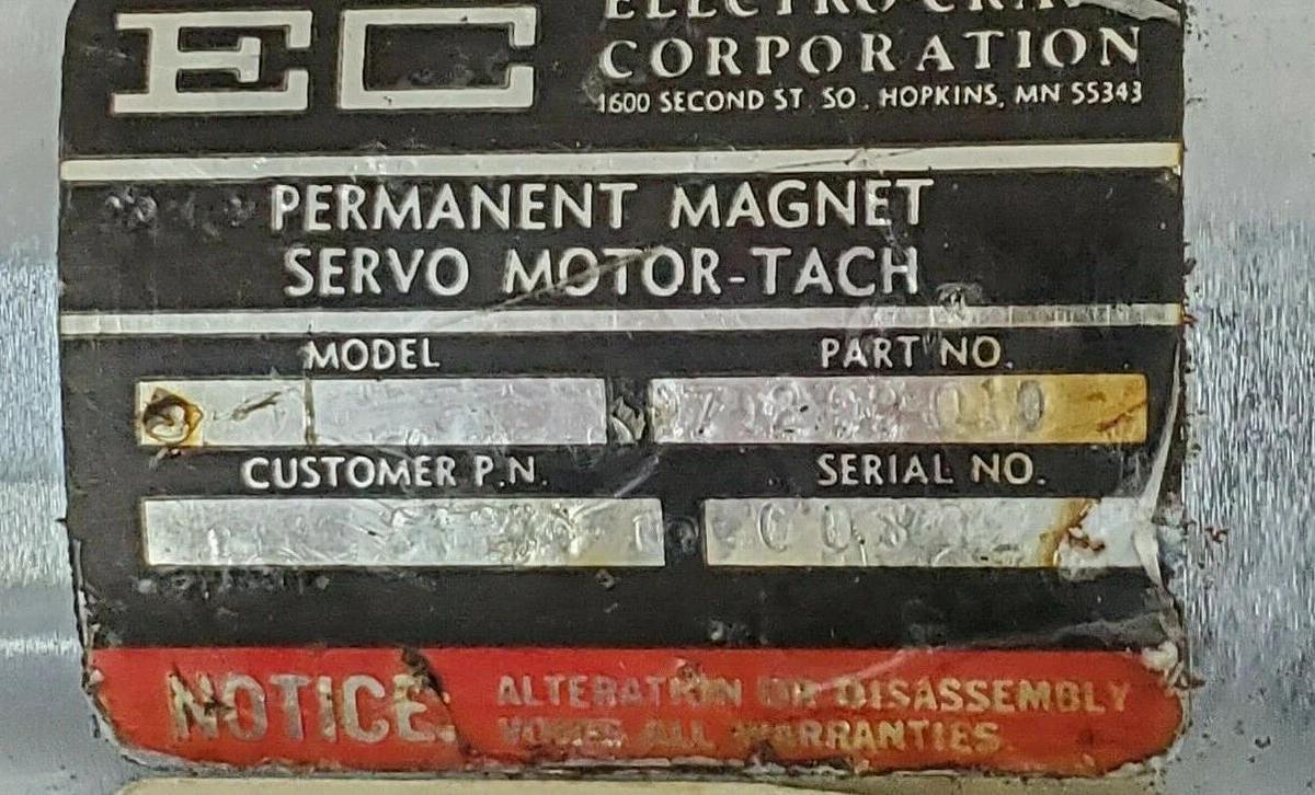 Used LOT OF 2 ELECTRO-CRAFT 0702-09-010 SERVO MOTORS W/ TACHO FEEDBACK E702 070209010