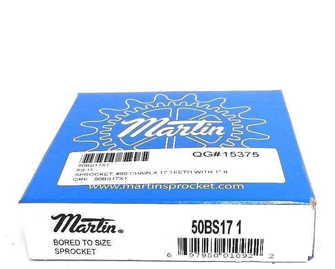 Used FACTORY SEALED MARTIN 50BS17-1 SPROCKET 17TEETH 1IN BORE STEEL B-HUB