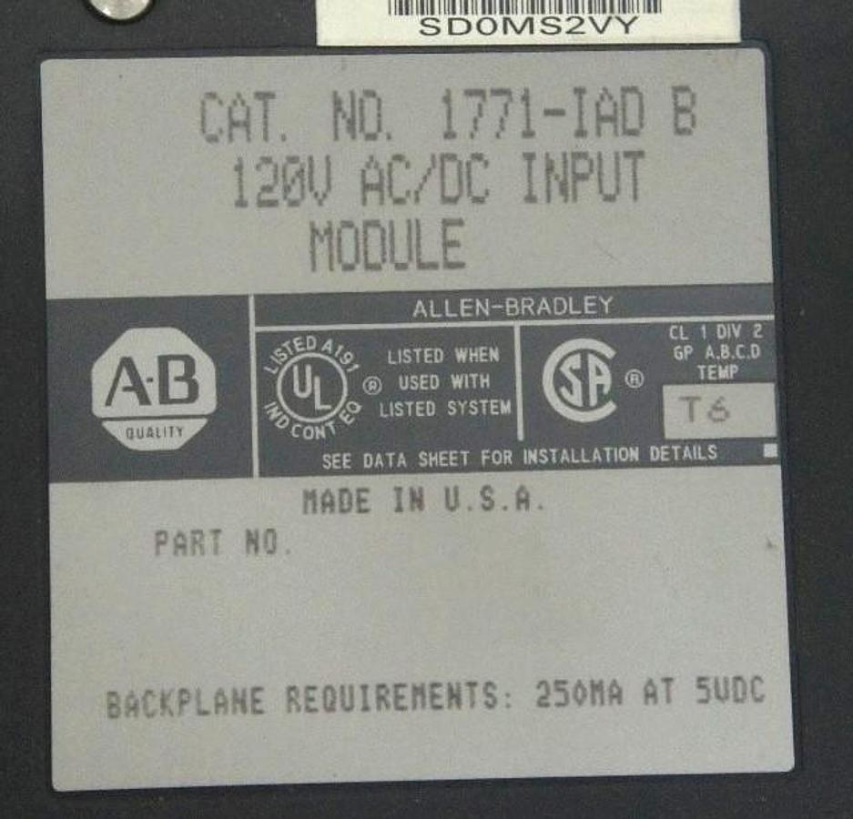 Used ALLEN BRADLEY 1771-IAD/B INPUT MODULE