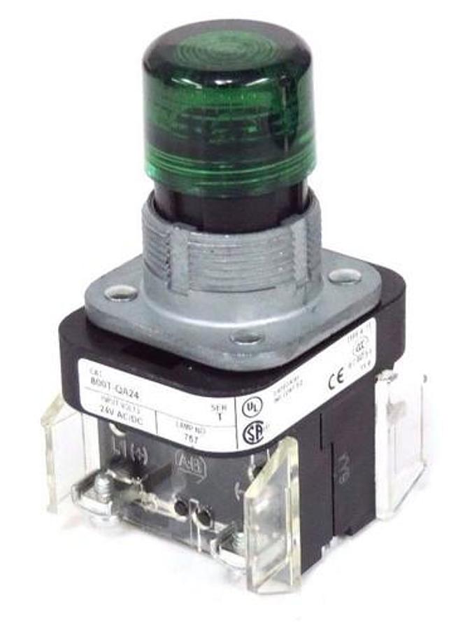 Used NEW ALLEN BRADLEY 800T-QA24 ILLUMINATED PUSHBUTTON GREEN SER T W/ 800T-XA SER D