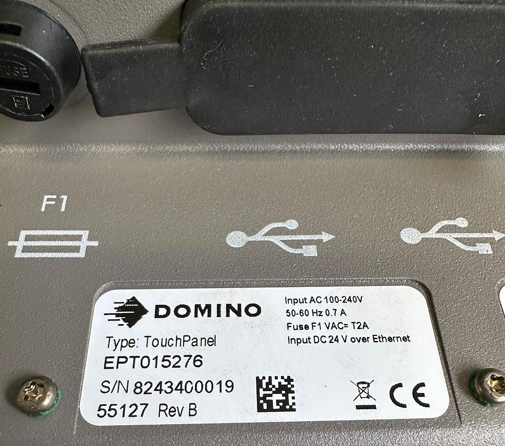 Used NEW DOMINO EPT015276 WINDOWS TOUCH PANEL 100-240V 50/60Hz REV. B BLUE/GRAY