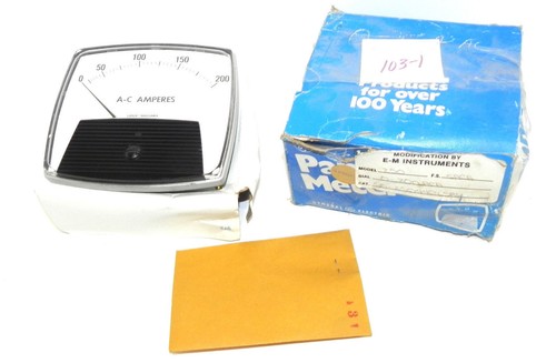 Used NIB GENERAL ELECTRIC MODEL 250 PANEL METER DIAL: 0-200 A-C AMPERES