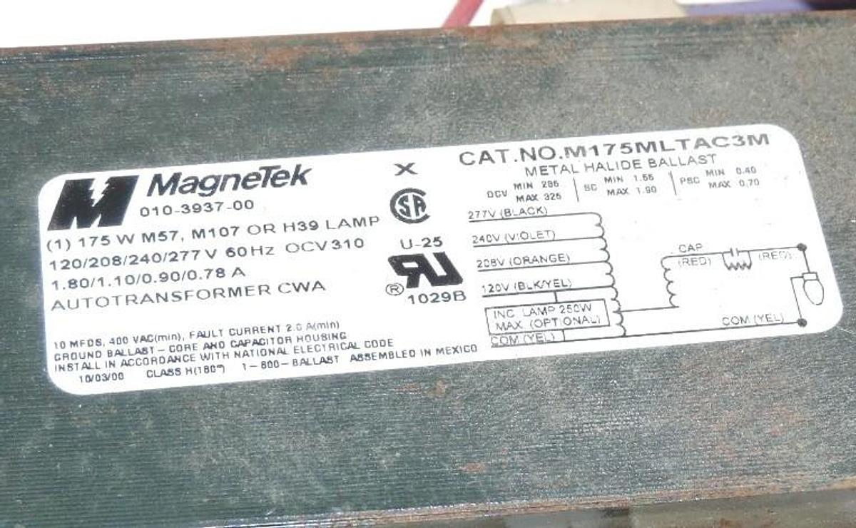 Used NIB MAGNETEK M175MLTAC3M-500K UNIVERSAL MAGNETIC HALIDE BALLAST REPLACEMENT KIT