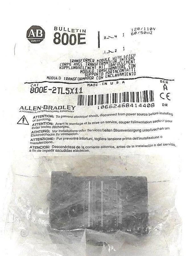 Used NEW ALLEN BRADLEY 800E-2TL5X11 TRANSFORMER MODULE W/ LATCH 800E2TL5X11, SER. A