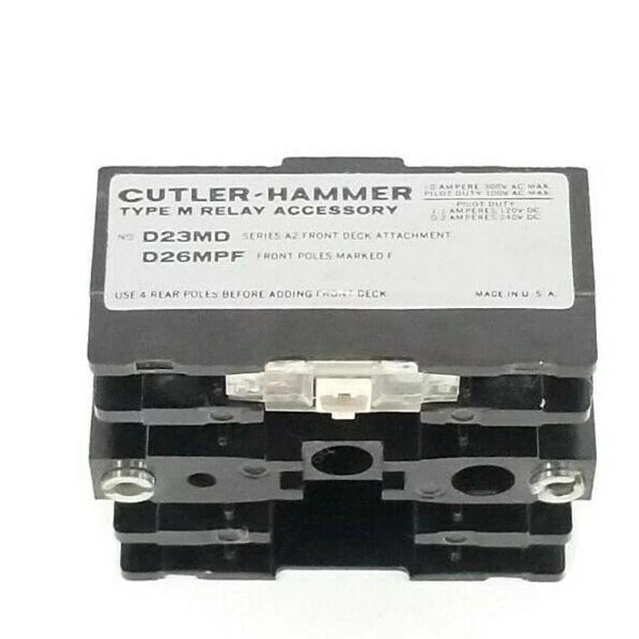 Used CUTLER-HAMMER D23MD SERIES A2 FRONT DECK ATTACHMENT D26MPF, FOR TYPE M RELAY
