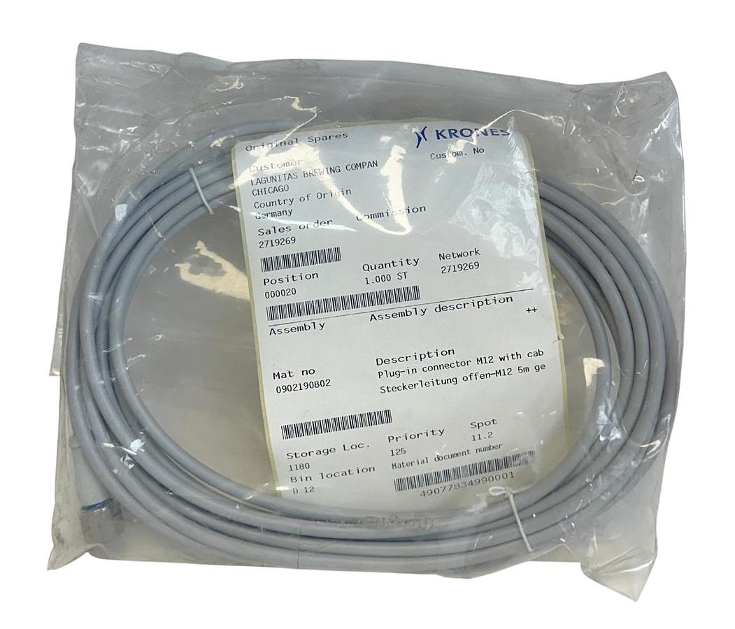 Used KRONES 0902190802 PLUG-IN CONNECTOR CABLE M12 SINGLE-ENDED FILLING MACHINE NSNP