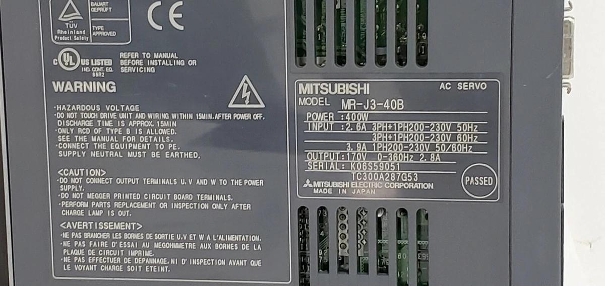 Used MITSUBISHI MELSERVO MR-J3-40B AC SERVO AMPLIFIER MRJ340B