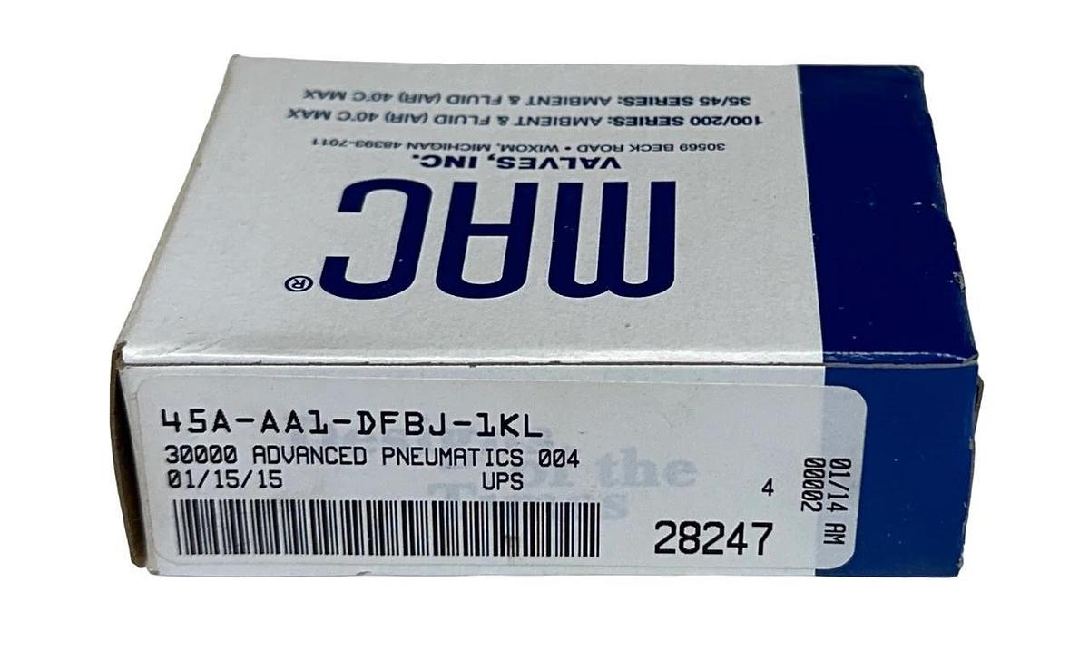 NEW MAC 45A-AA1-DFBJ-1KL SOLENOID VALVE 45 SERIES 24VDC 1.8W 120PSI NSMP