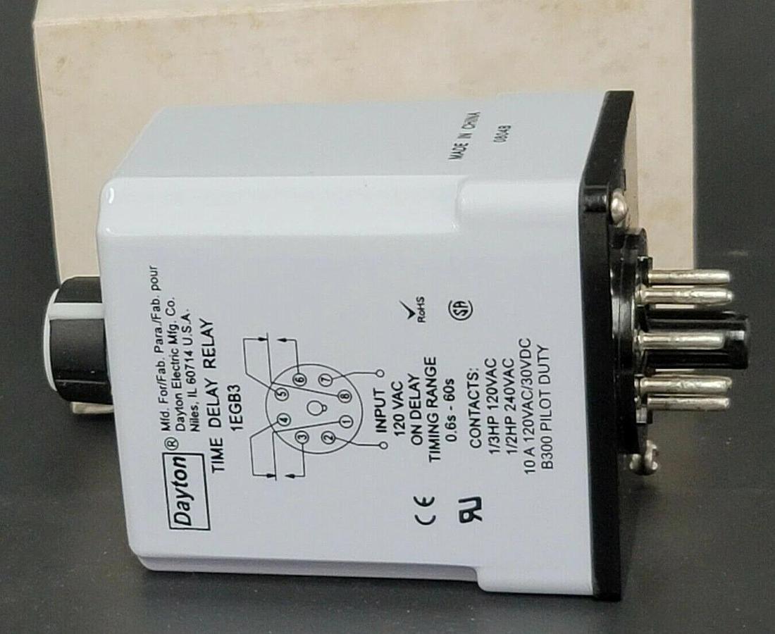 Used NIB DAYTON 1EGB3 TIME DELAY RELAY 0.6S-60S