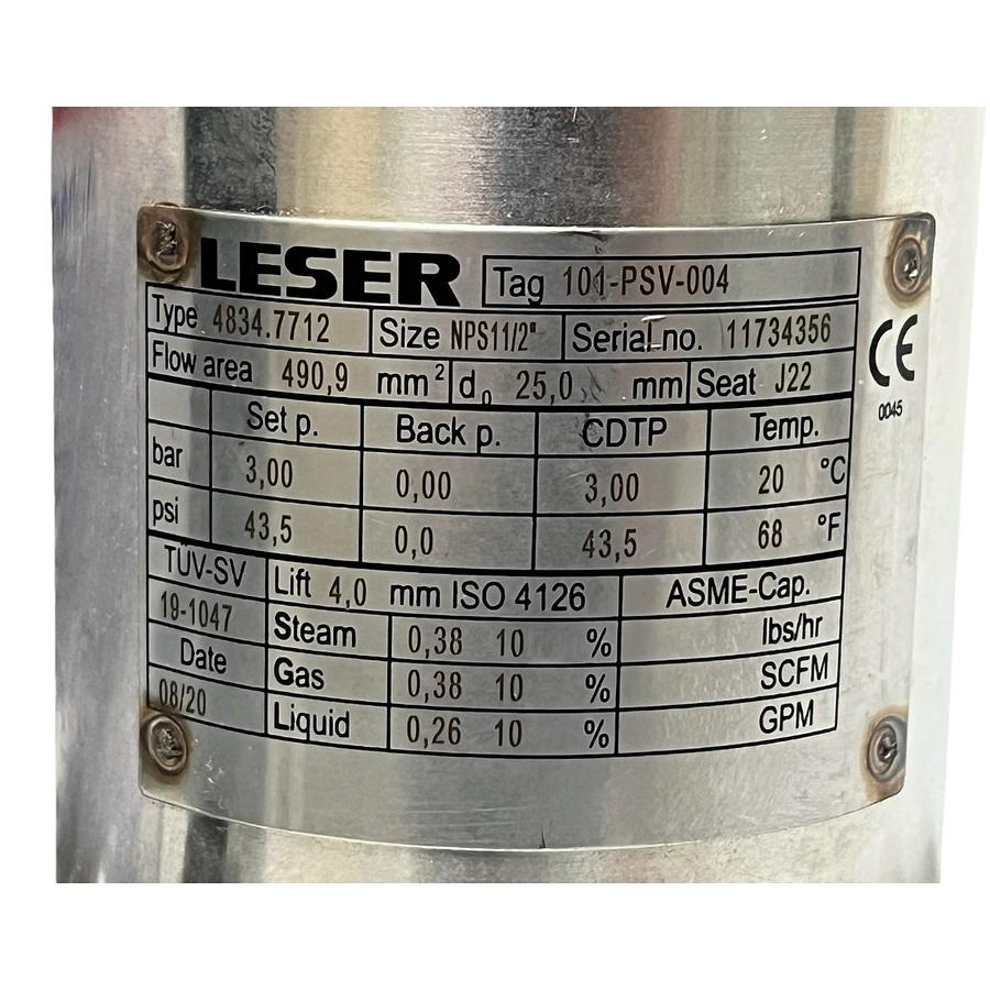 Used Leser Type 483 Clean Service Safety Relief Valve Art-No 4834.7712