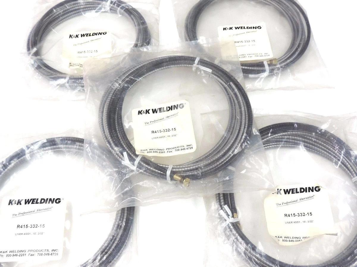Used LOT OF 5  K&K WELDING R415-332-15 LINER ASSEMBLEY 15', 3/32''