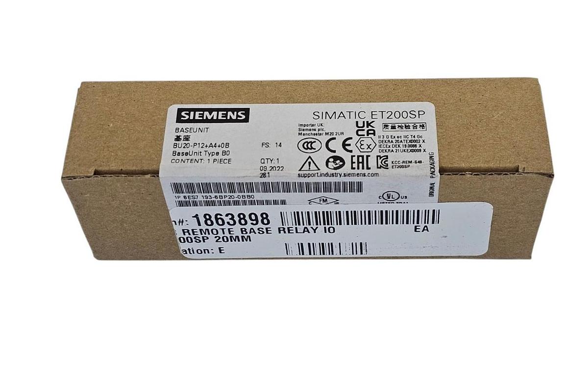 SIEMENS 6ES7193-6BP20-0BB0 BASEUNIT SIMATIC ET200SP 6ES71936BP200BB0 NSFS