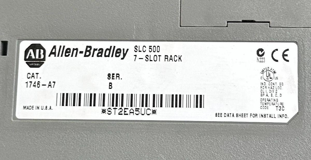 Used ALLEN BRADLEY 1746-P2 /C SLC 500 POWER SUPPLY W/ 1746-A7 /B 7-SLOT PLC CHASSIS