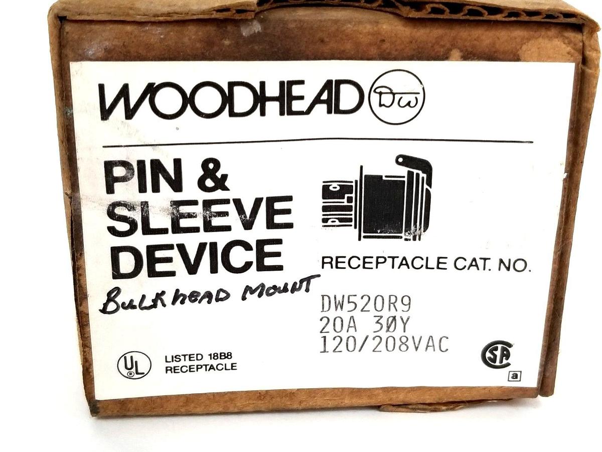 NIB WOODHEAD DW520R9 PIN & SLEEVE RECEPTACLE 20A 30Y 120/208VAC