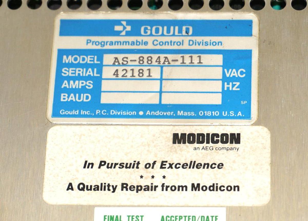 Used GOULD MODICON AS-884A-111 CONTROL MODULE 2K W/ MOD BUS PORT AS884A111