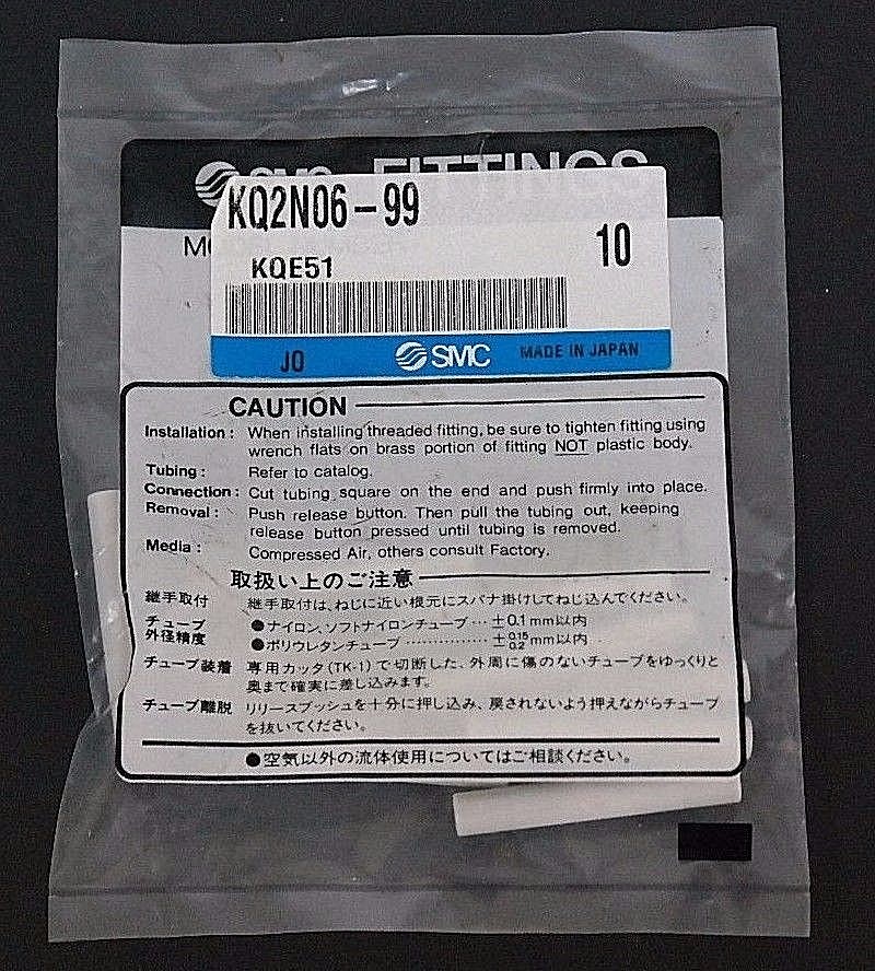BAG OF 10 NEW SMC KQ2N06-99 PLUG-IN MALE ADAPTERS KQ2N0699