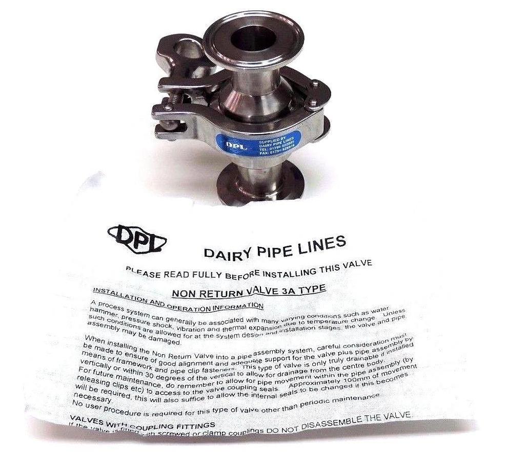 NEW DAIRY PIPE LINES TYPE 3A NON RETURN VALVE E-0310, DIR 97/23, KNR3A-10