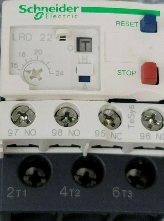 Used SCHNEIDER ELECTRIC LRD22 THERMAL OVERLOAD RELAY LRD 22 16/24 AMP 3P