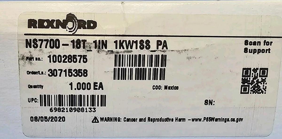NIB REXNORD 10028575 SPROCKET NS7700-18T_1IN_1KW1SS_PA