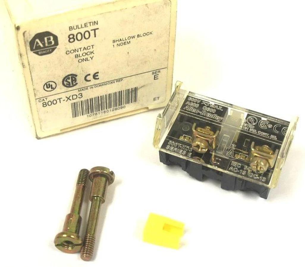 Used NIB ALLEN BRADLEY 800T-XD3 CONTACT BLOCK, SER E, 800TXD3