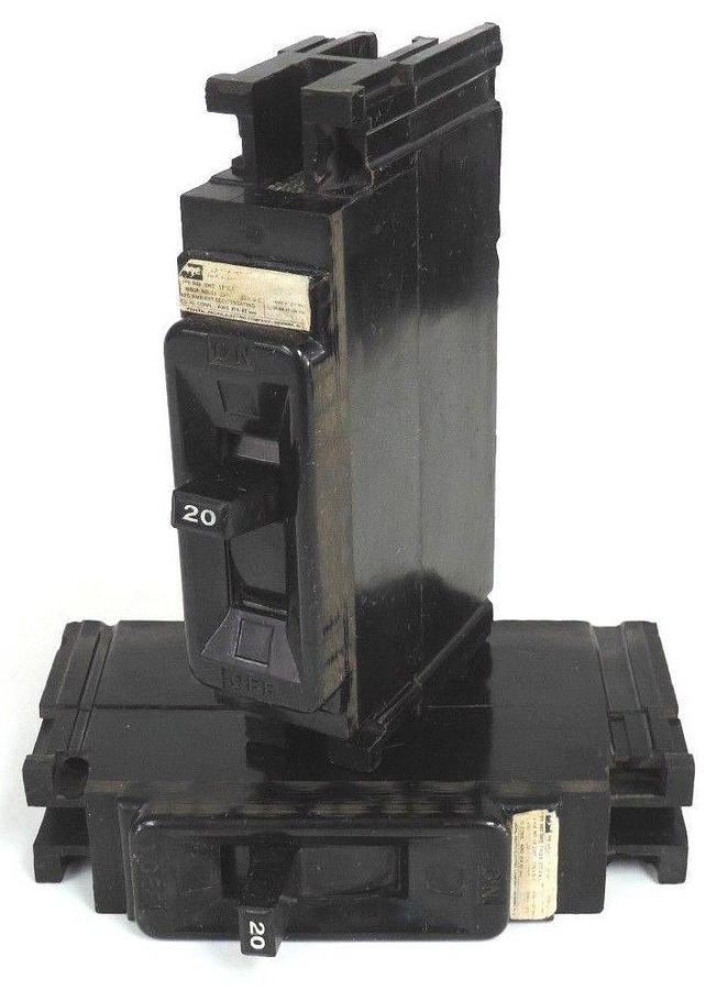 Used LOT OF 2 FEDERAL PACIFIC NEF-SWD CIRCUIT BREAKERS 15AMP 277V LK-2387 NEFSWD