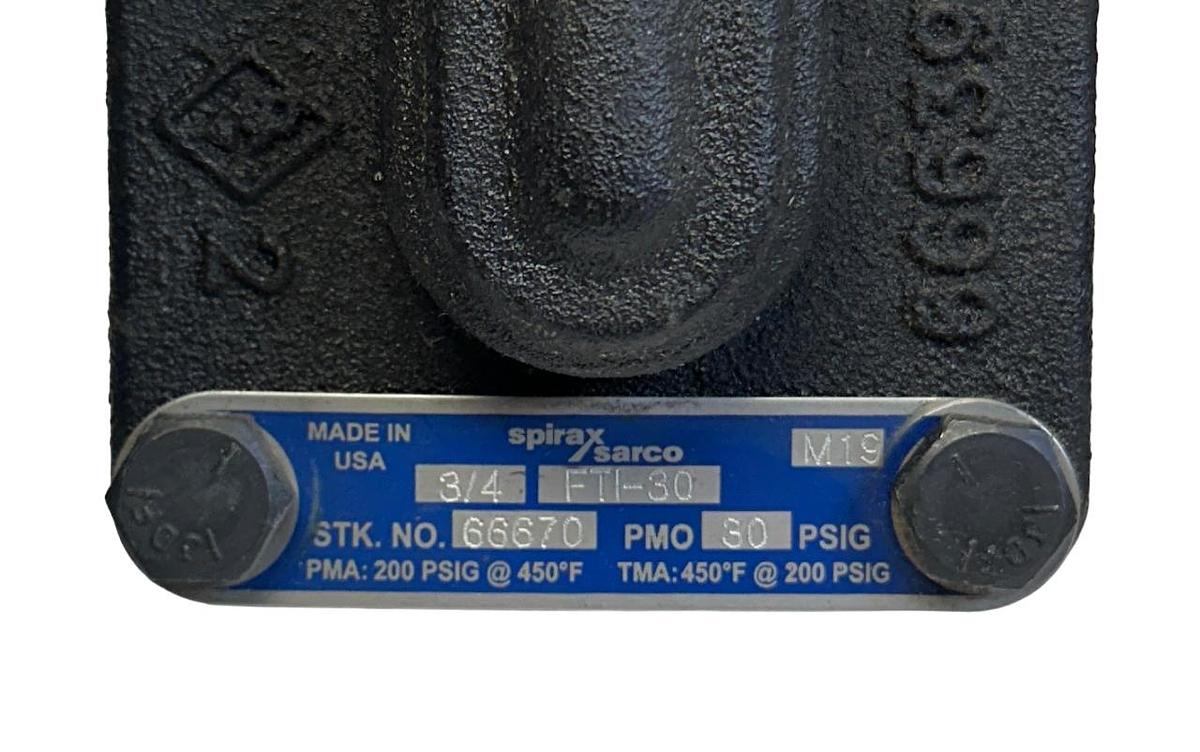 Used SPIRAX SARCO FTI-30 / 66670 FLOAT AND THERMOSTATIC STEAM TRAP 3/4'' 30PSIG NSNP