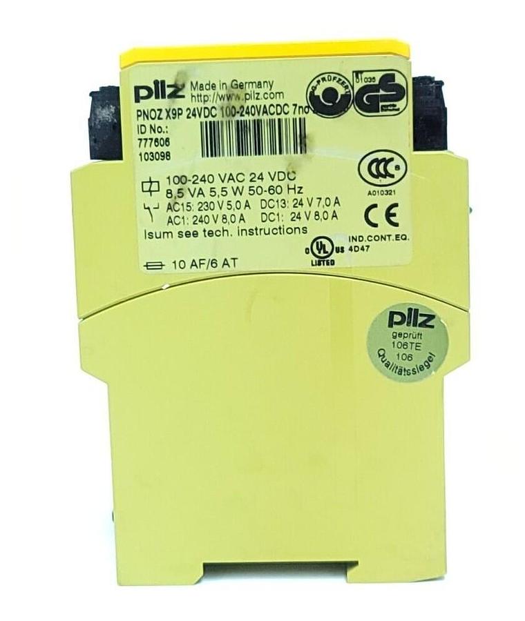 Used PILZ PNOZ X9P 24VDC 100-240VACDC 7no 2nc 2so SAFETY RELAY 777606 PNOZX9P