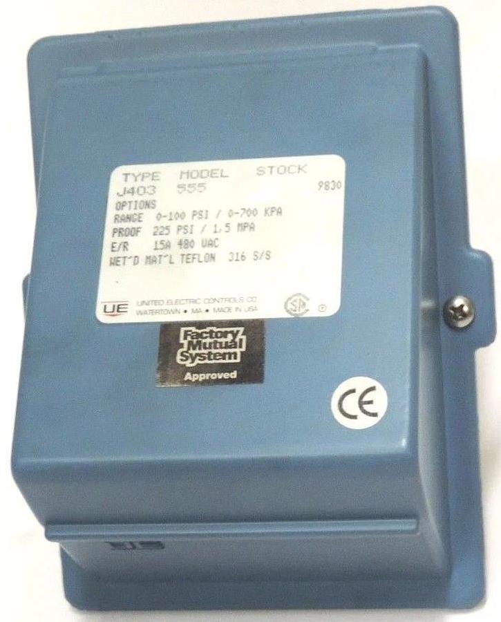 NEW UNITED ELECTRIC TYPE J403 MODEL 555 PRESSURE SWITCH J403555 RANGE: 0-100 PSI