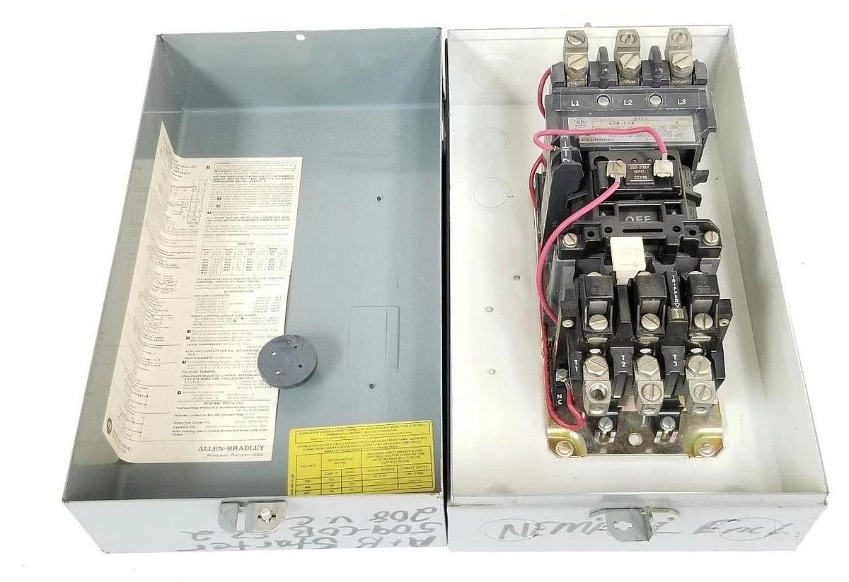 Used ALLEN BRADLEY 509-CAB MAGNETIC MOTOR CONTROLLER 509-COB, 200-208V, 60HZ, CC249