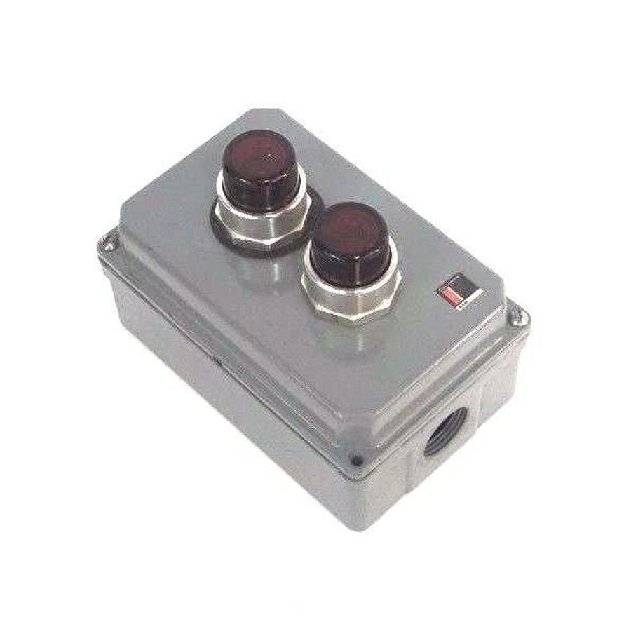 Used CUTLER HAMMER 10250T ENCLOSURE W/ (2) ALLEN BRADLEY 800T-PT16 SER N PUSH BUTTONS