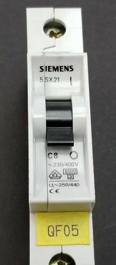 Used SIEMENS 5SX21-C8 CIRCUIT BREAKER 230/400V IEC 898 EN 60898 Q-92183 5SX21C8