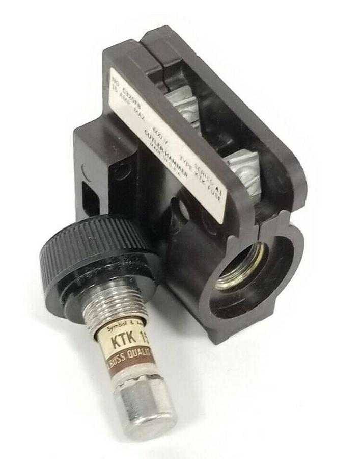 Used CUTLER HAMMER C320FB FUSE HOLDER SER. A1 600V 15A W/ KTK-15 FUSE