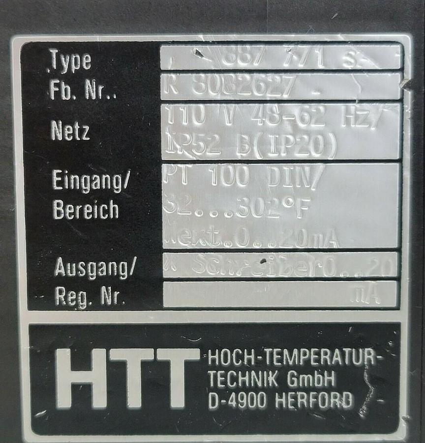 Used HTT 887 771 S TEMPERATURE CONTROL R 8082627, 887771, R8082627, 110V 48-62Hz