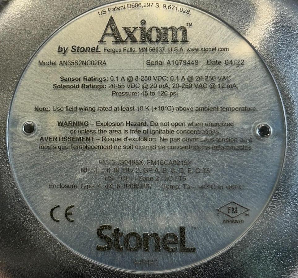 Used StoneL AN35S2NC02RA AXIOM INTEGRATED DISCRETE VALVE CONTROLLER SST 8-250VDC NSNP
